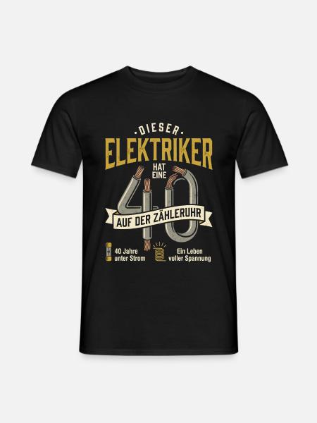Elektriker 40 Jahre Zähleruhr Spannung Strom - Männer T-Shirt - Schwarz