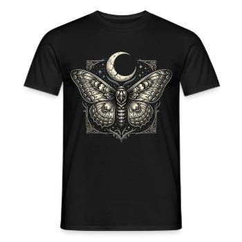 Gotische Motte und Mond – Dunkle himmlische Kunst - Männer T-Shirt - Schwarz - Vorne - AI Model Male 178 light (178cm)