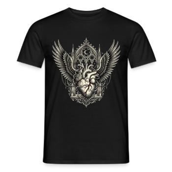Gotische Rabenherz – Dunkle Kathedralenkunst - Männer T-Shirt - Schwarz - Vorne - AI Model Male 178 light (178cm)