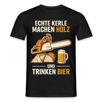Echte Kerle: Holz, Hobel & Bier - Männer T-Shirt - Schwarz - Vorne - AI Model Male 178 light (178cm)