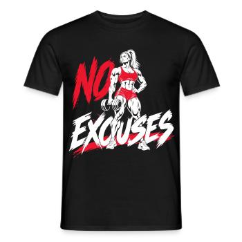 Zitate der Fitness-Motivationsmädchen – Keine Ausreden - Männer T-Shirt - Schwarz - Vorne - AI Model Male 178 light (178cm)