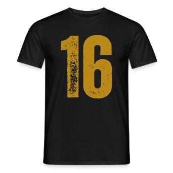 16 - Männer T-Shirt - Schwarz - Vorne - AI Model Male 178 light (178cm)