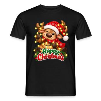 Süßer Weihnachtselch – Fröhliche Weihnachten - Männer T-Shirt - Schwarz - Vorne - AI Model Male 178 light (178cm)