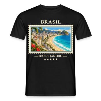 Brasilien Rio de Janeiro Vintage Reisemarke - Männer T-Shirt - Schwarz - Vorne - AI Model Male 178 light (178cm)