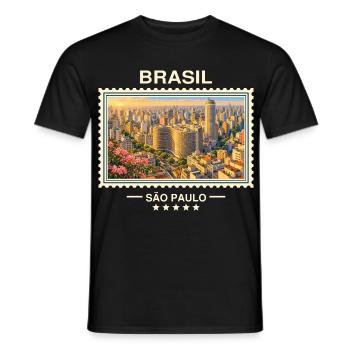 Brasilien São Paulo Vintage Reisemarke - Männer T-Shirt - Schwarz - Vorne - AI Model Male 178 light (178cm)
