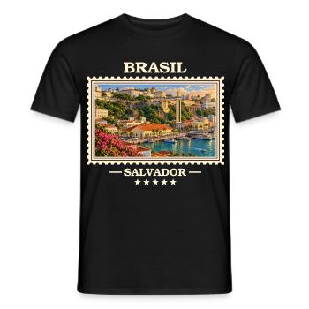 Brasilien Salvador Vintage Reisemarke - Männer T-Shirt - Schwarz - Vorne - AI Model Male 178 light (178cm)