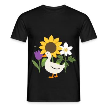 Ente Blumen Kinder Vogel Sonnenblume - Männer T-Shirt - Schwarz - Vorne - AI Model Male 178 light (178cm)
