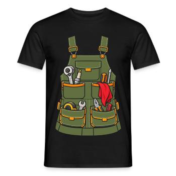 Mechaniker T-Shirt Werkzeugschürze Illusion - Männer T-Shirt - Schwarz - Vorne - AI Model Male 178 light (178cm)