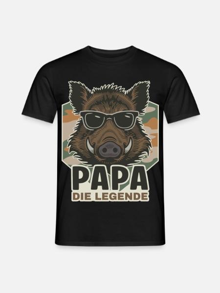Papa die Legende Wildschwein - Männer T-Shirt - Schwarz