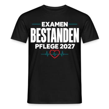 Examen bestanden – Pflege Abschluss 2027 - Männer T-Shirt - Schwarz - Vorne - AI Model Male 178 light (178cm)