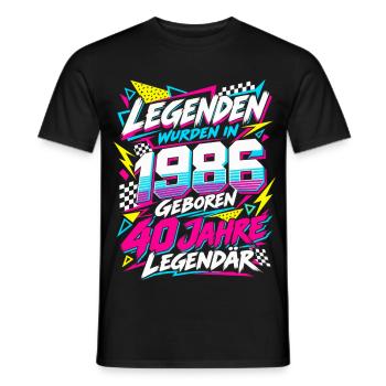 1986 Legenden 40. Geburtstag 80er Neon - Männer T-Shirt - Schwarz - Vorne - AI Model Male 178 light (178cm)