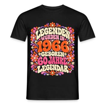 1966 Legenden 60. Geburtstag 60er Flower Power - Männer T-Shirt - Schwarz - Vorne - AI Model Male 178 light (178cm)