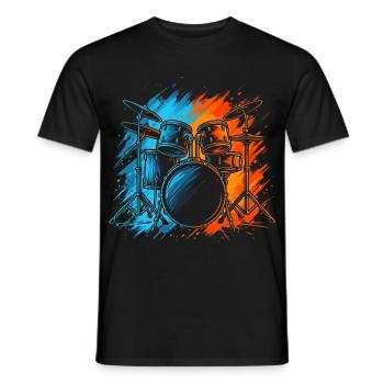 Schlagzeuger Drummer Jungen Kinder Schlagzeug - Männer T-Shirt - Schwarz - Vorne - AI Model Male 178 light (178cm)