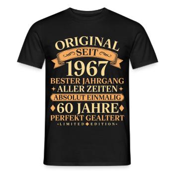 Geburtstag 1967 Jahrgang Einmalig 60 Jahre - Männer T-Shirt - Schwarz - Vorne - AI Model Male 178 light (178cm)