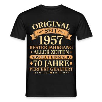 Geburtstag 1957 Jahrgang Einmalig 70 Jahre - Männer T-Shirt - Schwarz - Vorne - AI Model Male 178 light (178cm)