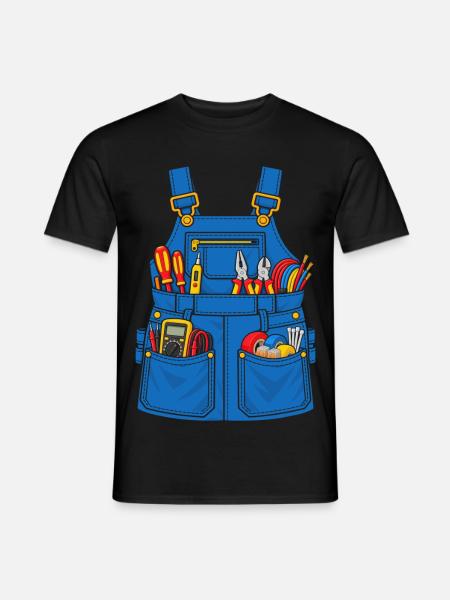 Elektriker Werkzeugschürze - Männer T-Shirt - Schwarz