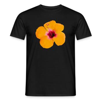 Orangene Hibiskusblüte Hibiscus Y2K Aesthetic - Männer T-Shirt - Schwarz - Vorne - AI Model Male 178 light (178cm)