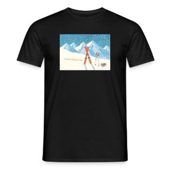 Ski Berge Winterlandschaft - Herzliche Wintergrüße - Männer T-Shirt - Schwarz - Vorne - AI Model Male 178 light (178cm)