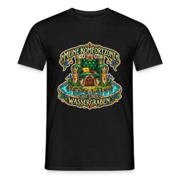 Meine Komfortzone hat einen Wassergraben - Männer T-Shirt - Schwarz - Vorne - AI Model Male 178 light (178cm)