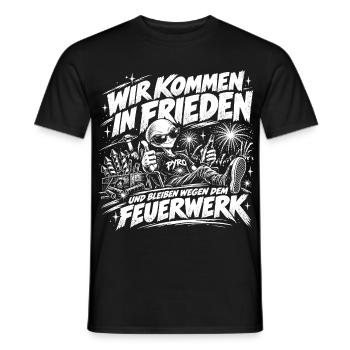 Wir kommen in Frieden – Feuerwerk - Männer T-Shirt - Schwarz - Vorne - AI Model Male 178 light (178cm)
