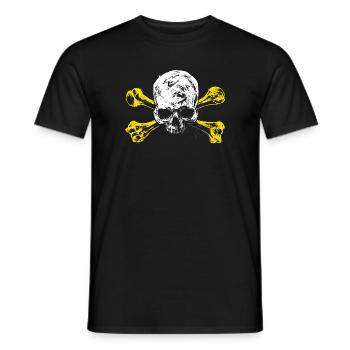 Schädel mit gelben Knochenkreuz - Männer T-Shirt - Schwarz - Vorne - AI Model Male 178 light (178cm)