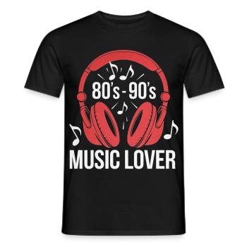 80er-90er-jahre-musikliebhaber-retro-kopfhörer - Männer T-Shirt - Schwarz - Vorne - AI Model Male 178 light (178cm)