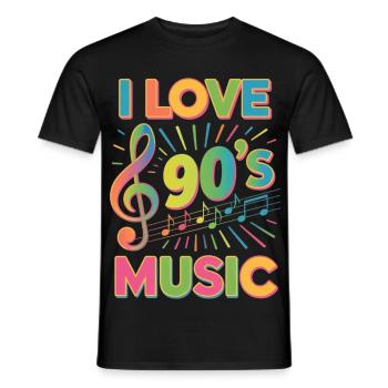 Ich Liebe 90er-Jahre-Musik, Retro-Neunziger-Jahre - Männer T-Shirt - Schwarz - Vorne - AI Model Male 178 light (178cm)