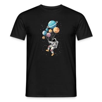 Astronaut mit Ballons Planeten Raumfahrt - Männer T-Shirt - Schwarz - Vorne - AI Model Male 178 light (178cm)