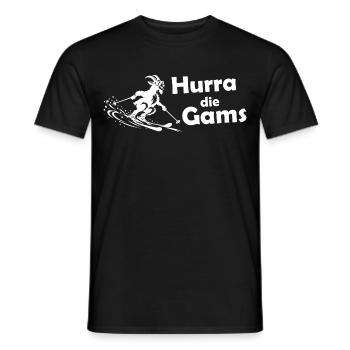 Hurra die Gams – Lustiger Spruch zum Schifahren - Männer T-Shirt - Schwarz - Vorne - AI Model Male 178 light (178cm)