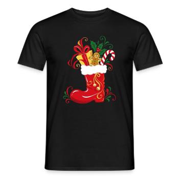 Nikolausstiefel mit Geschenken - Weihnachten - Männer T-Shirt - Schwarz - Vorne - AI Model Male 178 light (178cm)