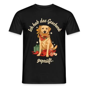 Golden Retriever Weihnachten mit Lebkuchen - Männer T-Shirt - Schwarz - Vorne - AI Model Male 178 light (178cm)