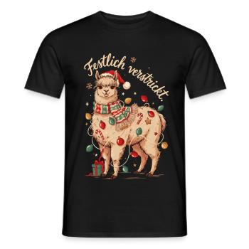 Alpaka Weihnachten Lustiger Weihnachtsspruch - Männer T-Shirt - Schwarz - Vorne - AI Model Male 178 light (178cm)