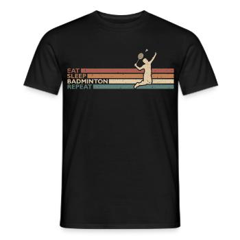 Eat Sleep Badminton Repeat Für Badmintonspieler - Männer T-Shirt - Schwarz - Vorne - AI Model Male 178 light (178cm)