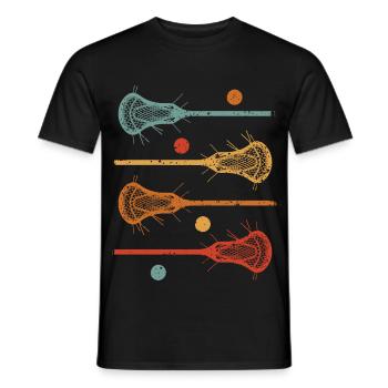 Retro Lacrosse Schläger Design Lacrosse Sportler - Männer T-Shirt - Schwarz - Vorne - AI Model Male 178 light (178cm)