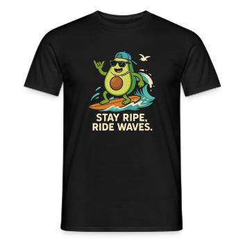 Stay ripe, ride waves - Männer T-Shirt - Schwarz - Vorne - AI Model Male 178 light (178cm)