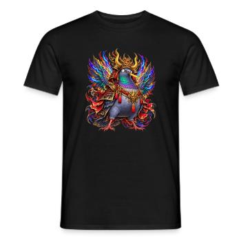 Verrückte Samurai-Taube mit Pommes - Männer T-Shirt - Schwarz - Vorne - AI Model Male 178 light (178cm)