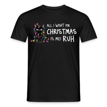 All I Want for Christmas Is Mei Ruh – Katze - Männer T-Shirt - Schwarz - Vorne - AI Model Male 178 light (178cm)