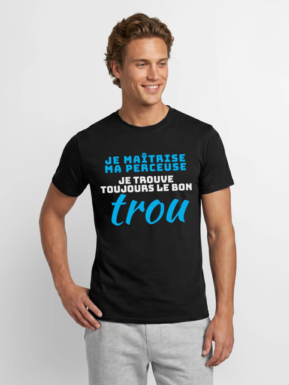 Drill Humor DIY Frech - Männer T-Shirt - Schwarz - Vorne - AI Model Male 178 light (178cm)