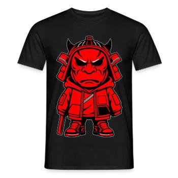 Hypebeast Samurai Oni-Maskottchen - Männer T-Shirt - Schwarz - Vorne - AI Model Male 178 light (178cm)
