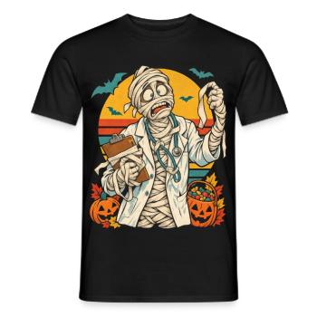 Halloween-Mumienarzt mit verhedderten Bandagen - Männer T-Shirt - Schwarz - Vorne - AI Model Male 178 light (178cm)