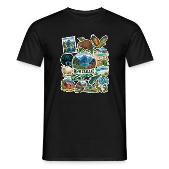 Neuseeland Reisesticker - Männer T-Shirt - Schwarz - Vorne - AI Model Male 178 light (178cm)