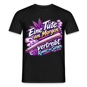 Eine Tüte am Morgen – Lustiger Kiffer Spruch Rosa - Männer T-Shirt - Schwarz - Vorne - AI Model Male 178 light (178cm)