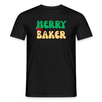 Frohe Baker Weihnachtsschürze Schürzenpullover Feiertagsgeschenk - Männer T-Shirt - Schwarz - Vorne - AI Model Male 178 light (178cm)