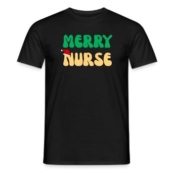 Frohe Nurse Weihnachtspullover Retro Nurse Geschenk - Männer T-Shirt - Schwarz - Vorne - AI Model Male 178 light (178cm)