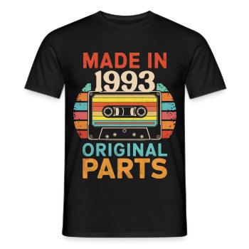 1993 Geburtstag Original 90er 80er Retro-Kassette - Männer T-Shirt - Schwarz - Vorne - AI Model Male 178 light (178cm)