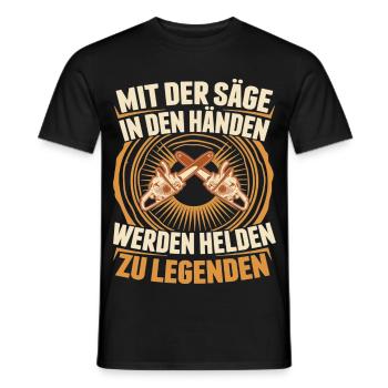 Sägehelden Legenden Entstehung - Männer T-Shirt - Schwarz - Vorne - AI Model Male 178 light (178cm)