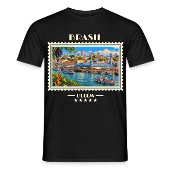 Brasilien Belém Vintage Reisemarke - Männer T-Shirt - Schwarz - Vorne - AI Model Male 178 light (178cm)