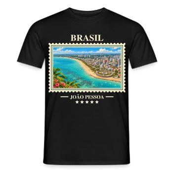 Brasilien João Pessoa Vintage Reisemarke - Männer T-Shirt - Schwarz - Vorne - AI Model Male 178 light (178cm)