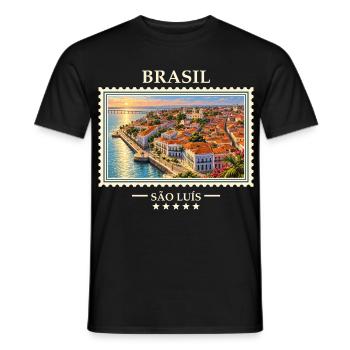 Brasilien São Luís Vintage Reisemarke - Männer T-Shirt - Schwarz - Vorne - AI Model Male 178 light (178cm)