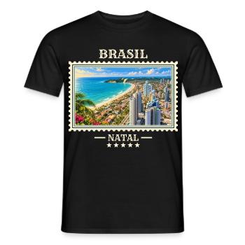 Brasilien Natal Vintage Reisemarke - Männer T-Shirt - Schwarz - Vorne - AI Model Male 178 light (178cm)
